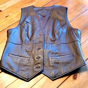 CAbi chocolate brown leather vest